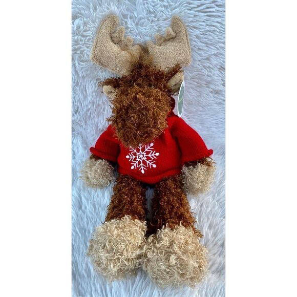 NWT Animal Adventure Soft Plush Moose In Christmas Snowflake Sweater - Picture 2 of 13